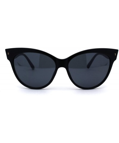 Oversized Womens Oversize Horn Rim Cat Eye Sunglasses - Matte Black Solid Black - CM194R0X3GQ $11.27