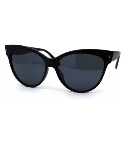 Oversized Womens Oversize Horn Rim Cat Eye Sunglasses - Matte Black Solid Black - CM194R0X3GQ $11.27