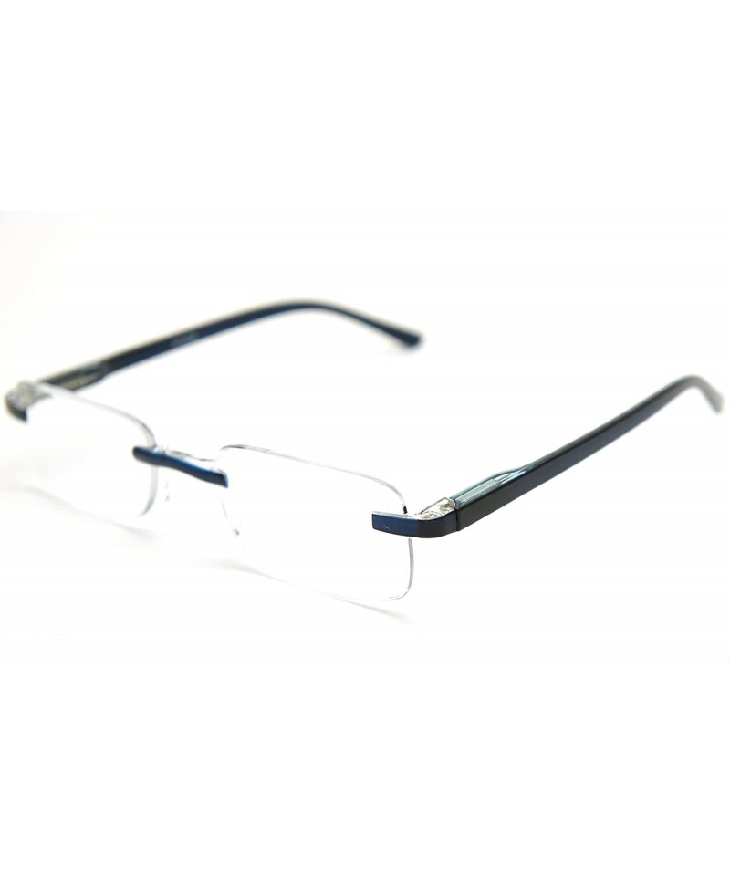 Rectangular Super Lightweight Reading Glasses Free Pouch HalfRim - Shiny Blue Crystal - CP12O40YTP9 $15.99