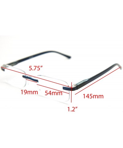 Rectangular Super Lightweight Reading Glasses Free Pouch HalfRim - Shiny Blue Crystal - CP12O40YTP9 $15.99