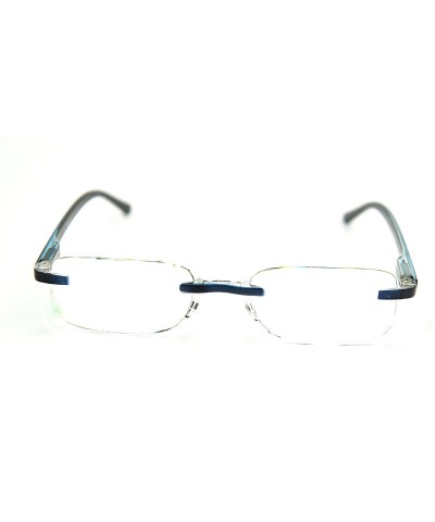 Rectangular Super Lightweight Reading Glasses Free Pouch HalfRim - Shiny Blue Crystal - CP12O40YTP9 $15.99