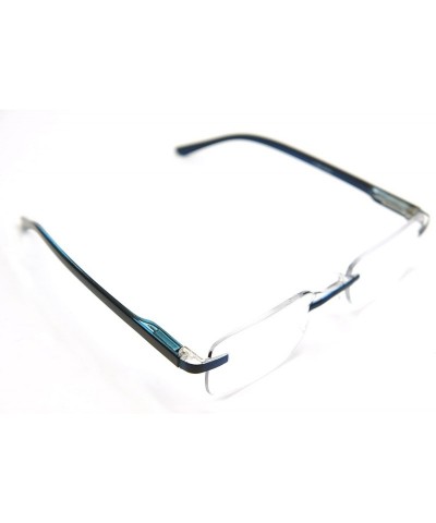 Rectangular Super Lightweight Reading Glasses Free Pouch HalfRim - Shiny Blue Crystal - CP12O40YTP9 $15.99