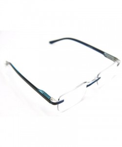 Rectangular Super Lightweight Reading Glasses Free Pouch HalfRim - Shiny Blue Crystal - CP12O40YTP9 $15.99