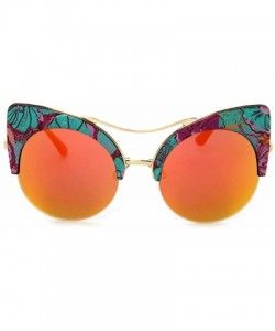 Rimless Cat Eye Sunglasses Retro Eyewear Half frame eyeglasses for Men women - Green Red - CG18EQG58AO $11.79