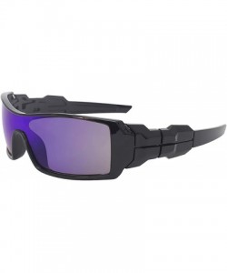 Sport Sports Shield Sunglasses for Men Women 8033 - Black/Bluish Violet - CZ192X58XUY $9.38