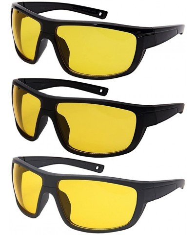 Wrap Night Driving Lens Sunglasses with Square Aviators Wrap Semi-Rimless Sports - Sports-black - CV1884ZD4SG $14.00