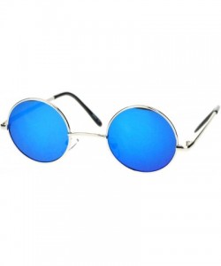 Round John Lennon Iconic Small Round Circle Lens Mirrored Mirror Hippie Sunglasses Silver Blue - CW11YW4YFML $8.57