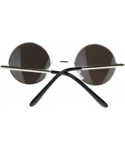 Round John Lennon Iconic Small Round Circle Lens Mirrored Mirror Hippie Sunglasses Silver Blue - CW11YW4YFML $8.57