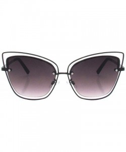 Cat Eye Double Wire Metal Cat Eye Designer Sunglasses - Matt Black Gradient Smoke Lens - CY18QINEQY9 $11.56