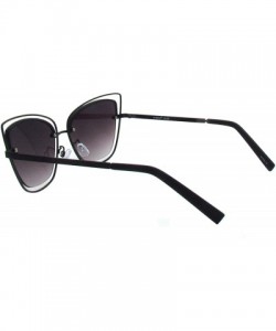 Cat Eye Double Wire Metal Cat Eye Designer Sunglasses - Matt Black Gradient Smoke Lens - CY18QINEQY9 $11.56