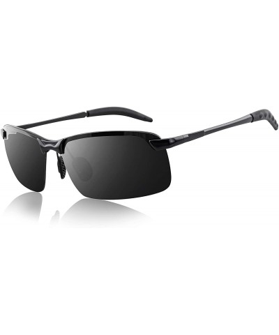 Rimless Polarized Sunglasses Protection Outdoor Classic - 1black Glasses - C618L3UEZHA $20.33