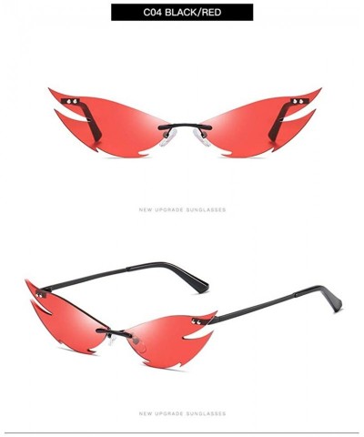 Oval Women Fashion Sunglasses Retro Small Frame Summer Eyewear Novelty Eye Glasses - Red - CY198KRE9NO $10.85
