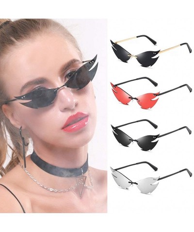 Oval Women Fashion Sunglasses Retro Small Frame Summer Eyewear Novelty Eye Glasses - Red - CY198KRE9NO $10.85