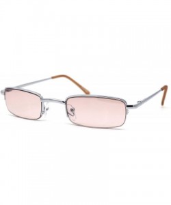 Rectangular Mens Half Metal Rim Dad Shade Small Rectangle Sunglasses - Silver Peach - CB19623XUKG $13.86