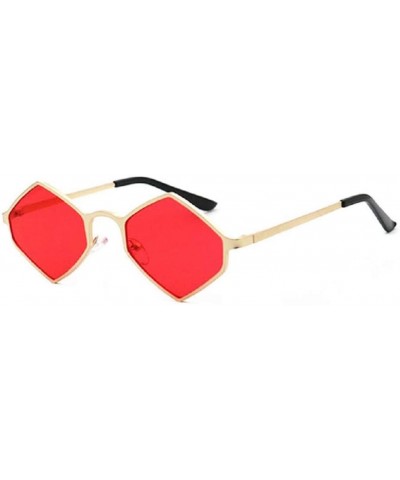 Goggle Fashion Polygon Sunglasses Small Metal Frame Delicate Temple Women - C - C018SEC2DY2 $9.06