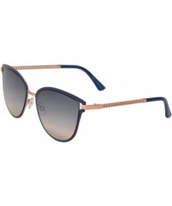 Oval Fashion Oval Sunglasses with Chain Link Temple for Women - Navy Blue + Light Gradient - C6196WWHX5G $17.08