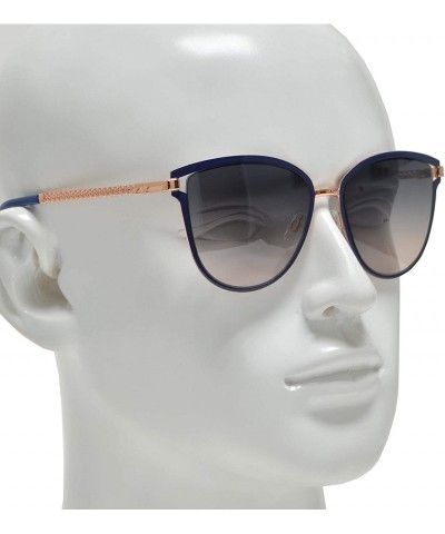 Oval Fashion Oval Sunglasses with Chain Link Temple for Women - Navy Blue + Light Gradient - C6196WWHX5G $17.08