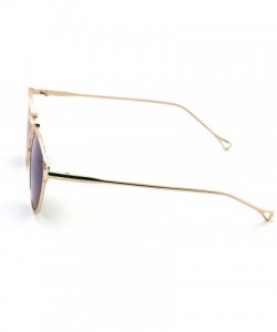 Round Womens Fashion Round Metal Cut-Out Near Flat Flash Mirror Lens Hip Sunglasses - Blue - C2188WYG0GY $10.03