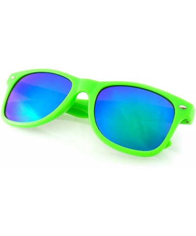 Wayfarer Reflective Flash Color Mirror Reflective Lens Neon Sunglasses - Green - C911N8HAWB5 $7.32