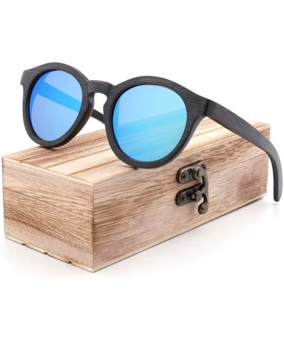 Shield Retro Men Sunglasses Polarized UV400 Glasses Handmade Bamboo Wood Men And Women - Gray - C9198A70LQG $36.10