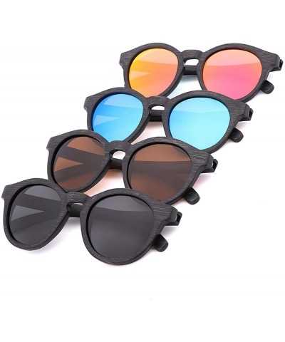Shield Retro Men Sunglasses Polarized UV400 Glasses Handmade Bamboo Wood Men And Women - Gray - C9198A70LQG $36.10