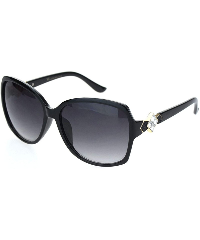 Square Womens Square Art Deco Rhinestone Jewel Butterfly Plastic Sunglasses - Black Smoke - CQ18OQWYYNI $14.70