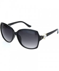 Square Womens Square Art Deco Rhinestone Jewel Butterfly Plastic Sunglasses - Black Smoke - CQ18OQWYYNI $14.70