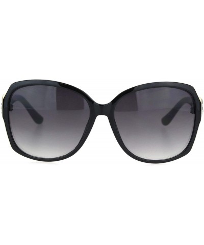 Square Womens Square Art Deco Rhinestone Jewel Butterfly Plastic Sunglasses - Black Smoke - CQ18OQWYYNI $14.70