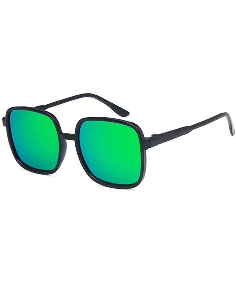 Square Unisex Sunglasses Fashion Bright Black Grey Drive Holiday Square Non-Polarized UV400 - Bright Black Green - CY18RKGA7Q...