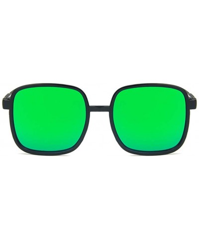 Square Unisex Sunglasses Fashion Bright Black Grey Drive Holiday Square Non-Polarized UV400 - Bright Black Green - CY18RKGA7Q...
