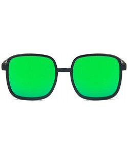 Square Unisex Sunglasses Fashion Bright Black Grey Drive Holiday Square Non-Polarized UV400 - Bright Black Green - CY18RKGA7Q...