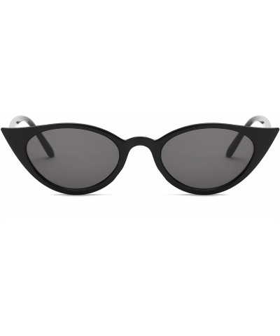 Cat Eye Women Vintage Cat Eye Sunglasses Retro Small Oval Lens UV400 - Black - CQ19242I552 $17.21