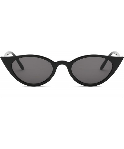 Cat Eye Women Vintage Cat Eye Sunglasses Retro Small Oval Lens UV400 - Black - CQ19242I552 $10.37