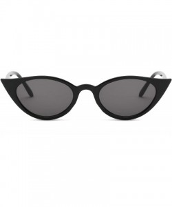 Cat Eye Women Vintage Cat Eye Sunglasses Retro Small Oval Lens UV400 - Black - CQ19242I552 $10.37