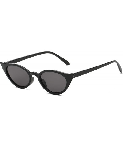 Cat Eye Women Vintage Cat Eye Sunglasses Retro Small Oval Lens UV400 - Black - CQ19242I552 $10.37