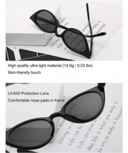 Cat Eye Women Vintage Cat Eye Sunglasses Retro Small Oval Lens UV400 - Black - CQ19242I552 $10.37