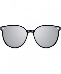 Round Fashion Polarized Round Sunglasses For Men and Women Anti-glare UV400 Protection - Black Frame Silver Lens - CT18SMIW9D...