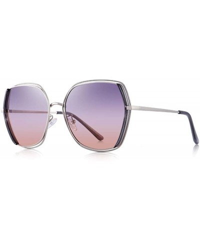 Oversized DESIGN Women Luxury Brand Polarized Sunglasses Ladies Fashion C01 Black - C05 Purple - CL18XGDQEIM $31.63