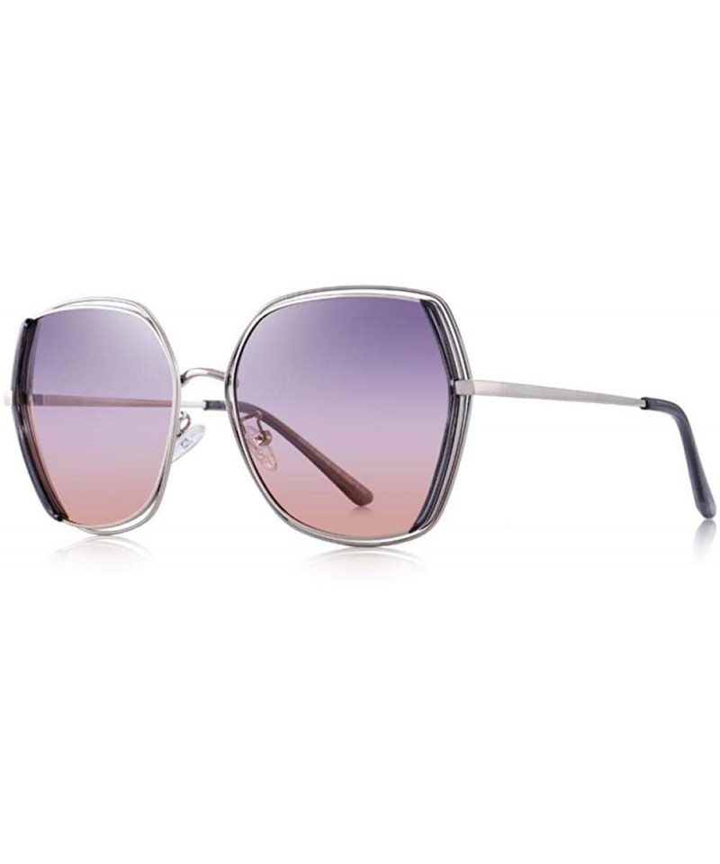 Oversized DESIGN Women Luxury Brand Polarized Sunglasses Ladies Fashion C01 Black - C05 Purple - CL18XGDQEIM $13.61