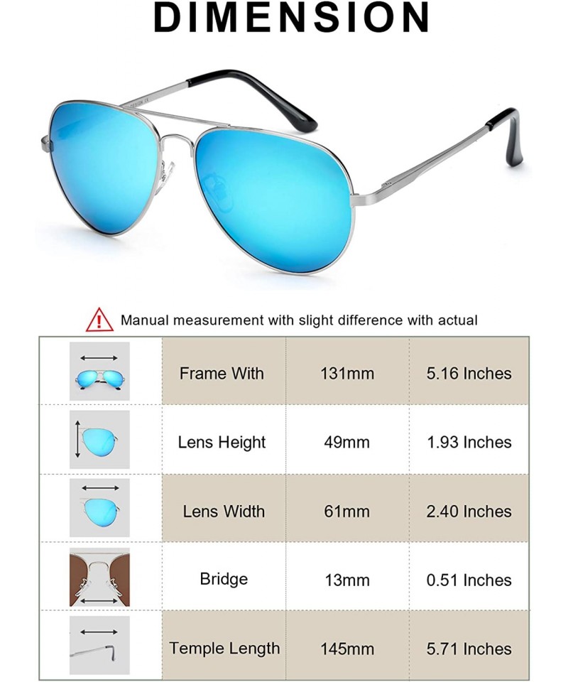 Aviator Sunglasses for Women Polarized Mirrored- Large Metal Frame- UV ...
