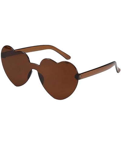 Semi-rimless Fashion Heart Rimless Sunglasses - P - CT1908R5X8O $12.00