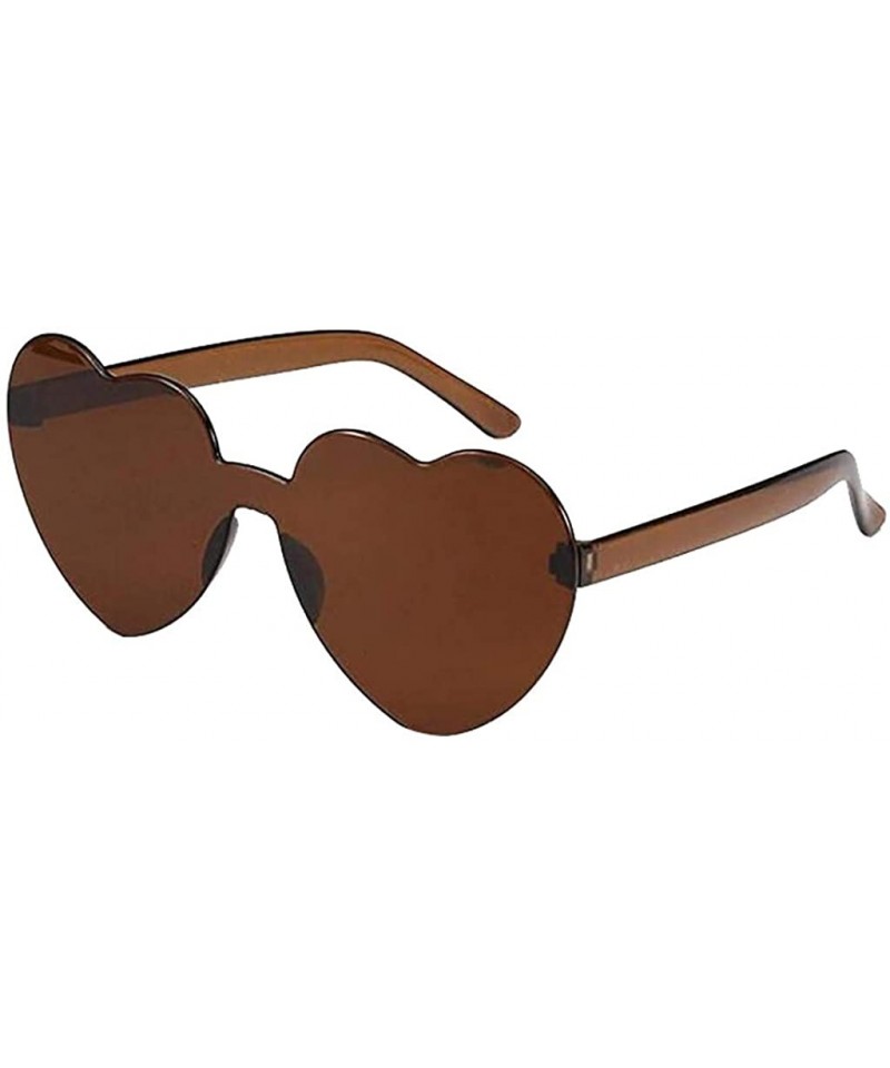 Semi-rimless Fashion Heart Rimless Sunglasses - P - CT1908R5X8O $12.00