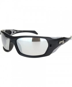 Oval Sunglasses Mens Wrap Around Oval Rectangular Bikers Shades UV 400 - Black Grey (Silver Mirror) - CC194AMH085 $10.86