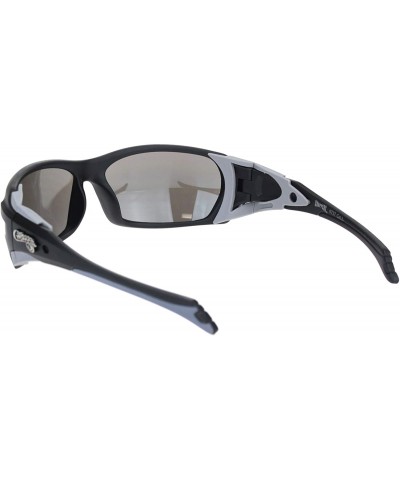 Oval Sunglasses Mens Wrap Around Oval Rectangular Bikers Shades UV 400 - Black Grey (Silver Mirror) - CC194AMH085 $10.86