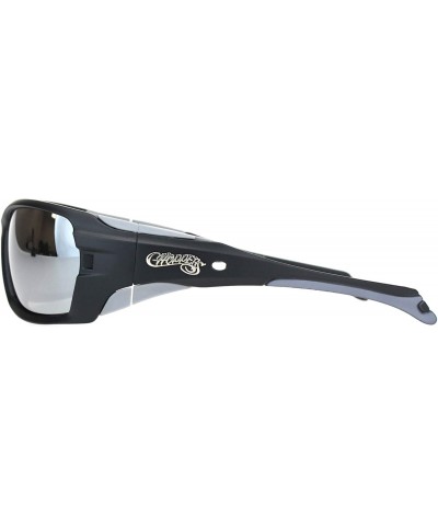 Oval Sunglasses Mens Wrap Around Oval Rectangular Bikers Shades UV 400 - Black Grey (Silver Mirror) - CC194AMH085 $10.86