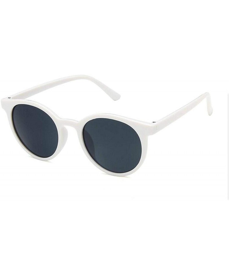 Goggle New Retro Small Round Frame Sunglasses Trend Milk Tea Color UV Protection Eye Glasses - White - CD197A306GG $20.66