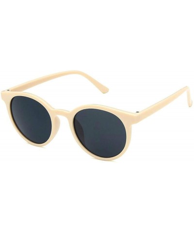 Goggle New Retro Small Round Frame Sunglasses Trend Milk Tea Color UV Protection Eye Glasses - White - CD197A306GG $20.66