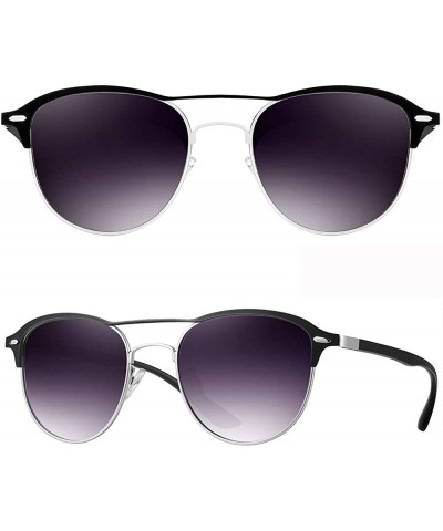 Round Polarized Sunglasses for Women Men -HD Anti-Glare Lenses UV 400 Protection - Gradient Grey - C4194HDO5UR $13.94