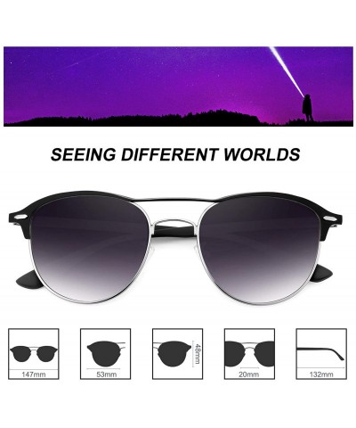 Round Polarized Sunglasses for Women Men -HD Anti-Glare Lenses UV 400 Protection - Gradient Grey - C4194HDO5UR $13.94