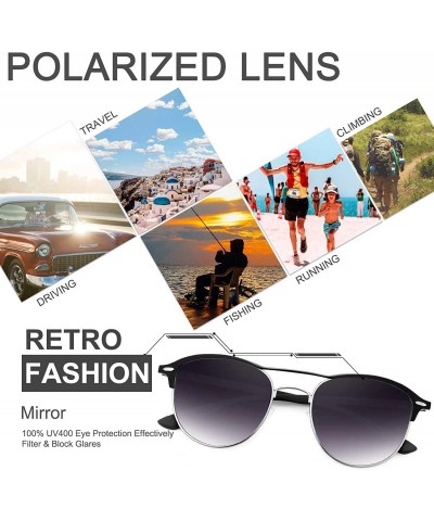 Round Polarized Sunglasses for Women Men -HD Anti-Glare Lenses UV 400 Protection - Gradient Grey - C4194HDO5UR $13.94